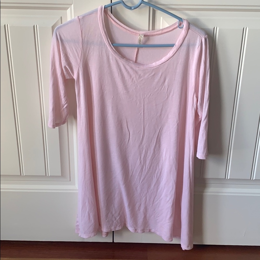 Pink semi sheer 3/4 sleeve tunic